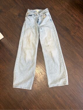 H&M Light Blue High-Rise Wide Leg Jeans
